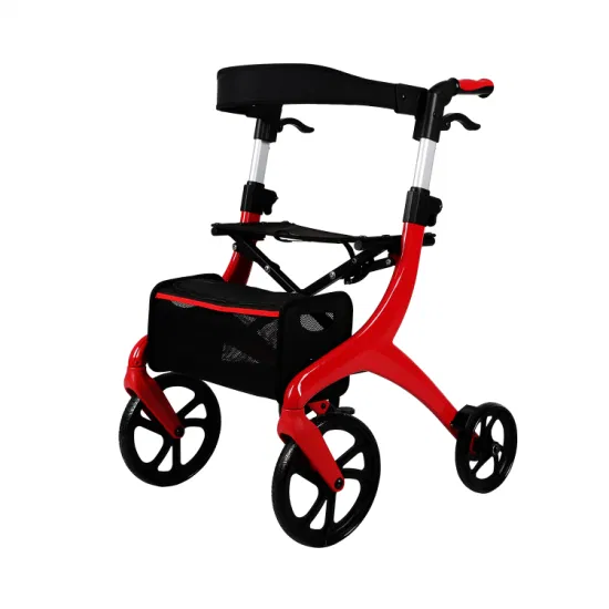 Andador con ruedas de cuatro ruedas para personas mayores, ligero, diseño europeo ajustable, para personas mayores