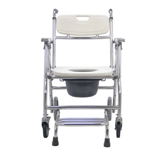 Sillas con inodoro con marco, suministros de terapia de rehabilitación para sillas de ruedas de plástico y acero inoxidable, peso ligero, el más barato